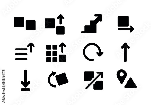Position Change Icons. Position change. Solid icon set of positi