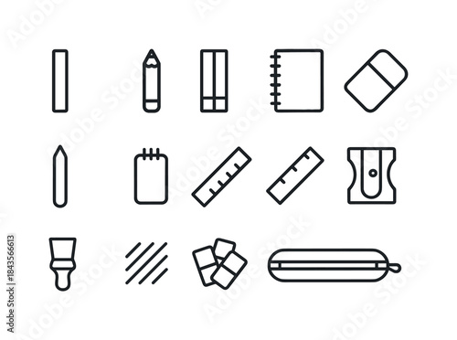 Dry Art Supplies Icons. Dry