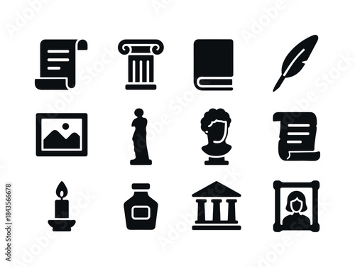 Art History Icons. Art history. Solid icon set of art history: s