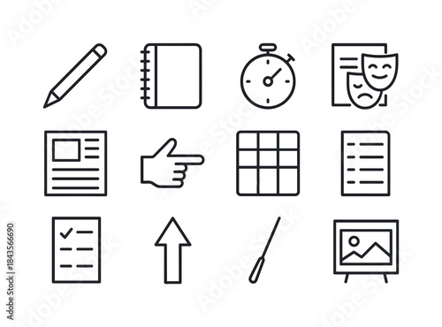 Directing Tools Icons. Directing Tools. Line icon set of Directi
