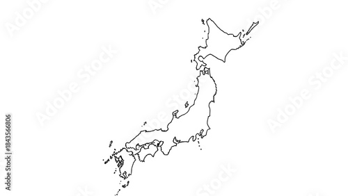 Outline map of Japan showing its geographical shape and islands.