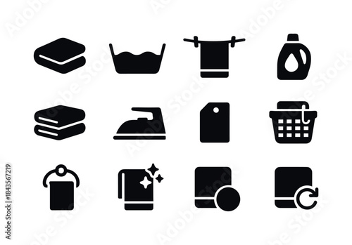 Towel Care Icons. Towel Care. Solid icon set of Towel Care: towe