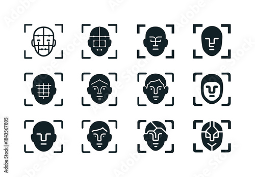 Biometric Security Logos. Biometric Security. Icon set. Set Logo
