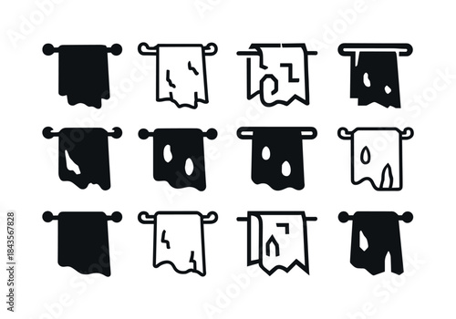 Worn Towel Logos. Worn Towel. Icon set. Set Logo of Worn Towel: