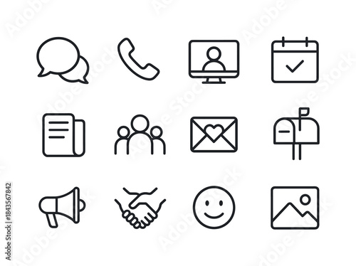 Family Communication Icons. Family Communication. Line icon set