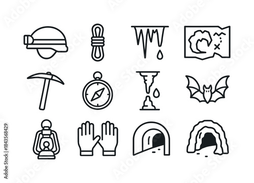 Speleology Icons Collection. Speleology. Line icon set of Speleo