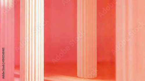 Abstract stage with pink light beams casting shadows