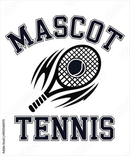 Mascot tennis sport design with racket and ball graphic and t shirt design