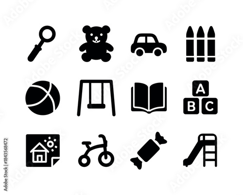 Childhood Icon Set. Childhood. Solid icon set of Childhood: bubb