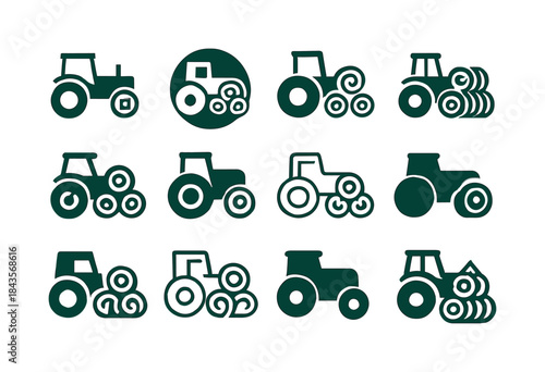 Hay Bales Icon Set. Hay Bales. Icon set. Set Logo of Hay Bales: