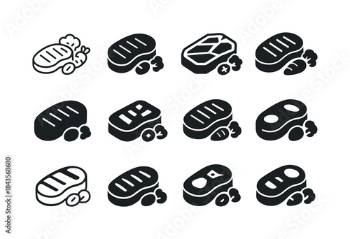 Steak Logo Variations. A close-up of a perfectly cooked steak wi