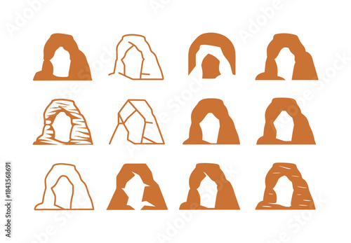 Rock Formations Icons. Rock Formations. Icon set. Set Logo of Ro