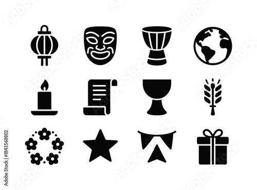 Global Traditions Icons. Global Traditions. Solid icon set of Gl