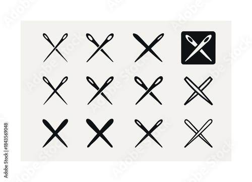 Needle Logo Variations. sharp needle. Icon set. Set Logo of shar