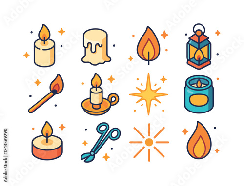 Isometric Candle Icons. candle light. Colorful isometric vector