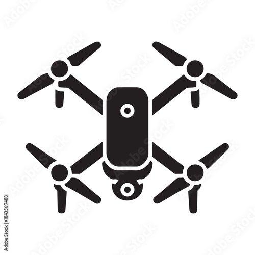 Remote Control Drone Glyph Icon, Vector Illustration