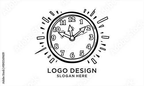 Hand Drawn Clock Face with Time Ticking Away.