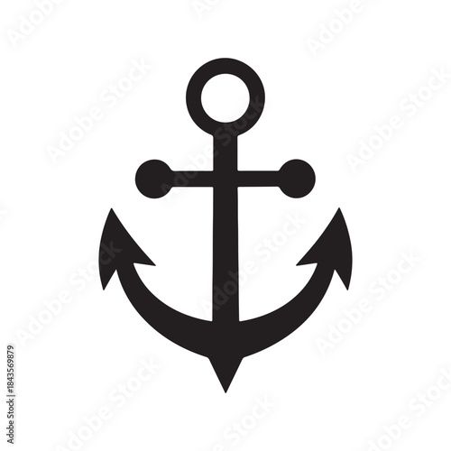 Minimalist Nautical Anchor Icon Isolated on White Background
