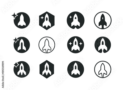 Interstellar Mission Logos. Interstellar missions. Icon set. Set