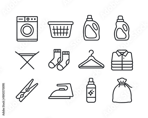 Laundry Icon Set. Laundry Items. Line icon set of Laundry Items: