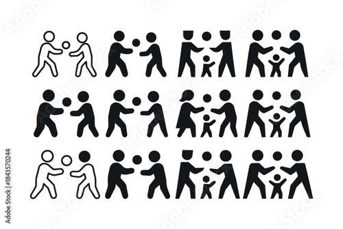Family Sports Emblem. A family playing a sport together. Icon se