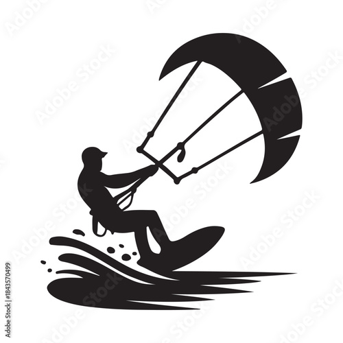 Kitesurfing Silhouette Vector Icon