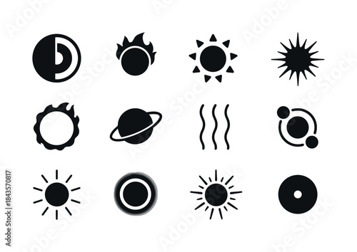 Solar Core Icons. Solar Core. Solid icon set of Solar Core: sun