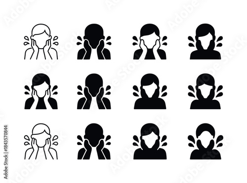 Face Wash Logos. washing your face. Icon set. Set Logo of washin