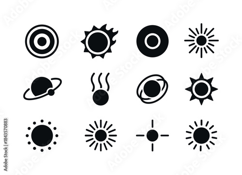 Solar Core Icons. Solar Core. Solid icon set of Solar Core: sun