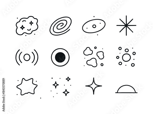 Deep Space Icon Set. Deep Space Objects. Line icon set of Deep S