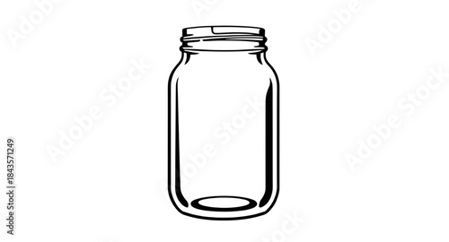 jar, jars, empty, vector, illustration, container, glass, bottle, storage, kitchen, pantry, food, preserve, mason, canning, outline, lineart, silhouette, flat, minimal, clean, simple, transparent, bla