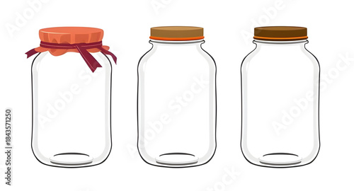 jar, jars, empty, vector, illustration, container, glass, bottle, storage, kitchen, pantry, food, preserve, mason, canning, outline, lineart, silhouette, flat, minimal, clean, simple, transparent, bla