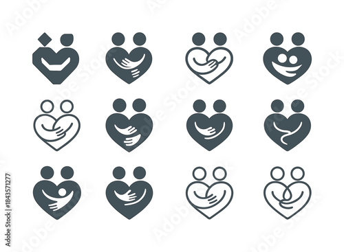Harmony Family Logos. family. Icon set. Set Logo of family: hear