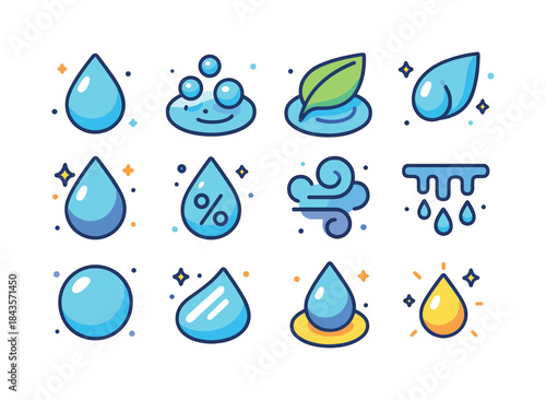 Isometric Moisture Icons. Soft Moisture. Colorful isometric vect