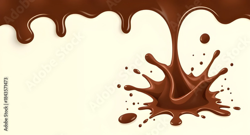 melted chocolate splash background, liquid chocolate splash texture, chocolate sauce splash backdrop, creamy melted chocolate flow, dark chocolate splash background design, realistic chocolate liquid 