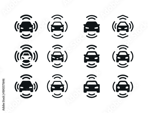 Self-Driving Car Logos. self-driving cars. Icon set. Set Logo of