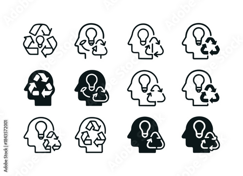 Sustainable Design Logo Set. The role of design thinking in redu