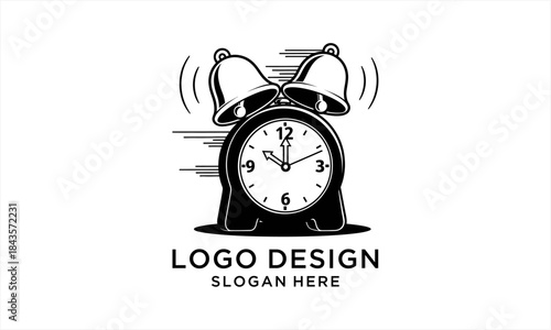 Vintage Alarm Clock Ringing Loudly with Bells.