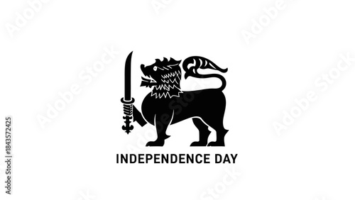 Sri Lankan Independence Day Lion Symbol with Sword.