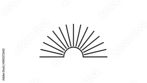 Minimalist sun icon with radiating lines representing sunrise or sunset.