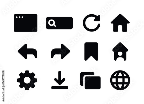 Web Browser Icons. Web Browser. Solid icon set of Web Browser: b