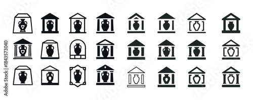 Collection of vase icons in various geometric frames