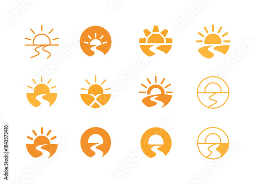 Sunlit Path Icons. Sunlit Paths. Icon set. Set Logo of sunlit pa