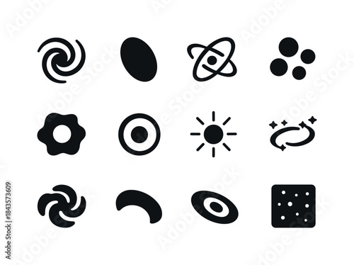 Galaxies Icon Set. Galaxies. Solid icon set of Galaxies: spiral