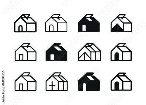 Greenhouse Icon Variations. greenhouse. Icon set. Set Logo of gr