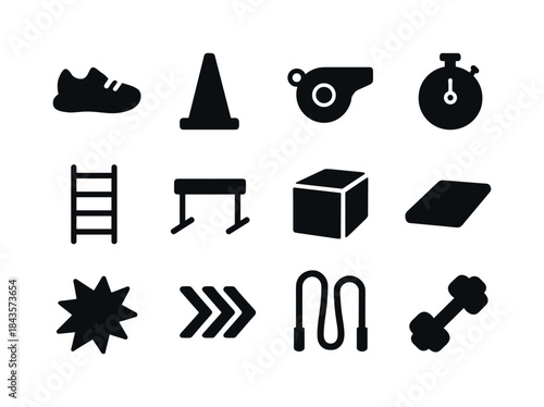 Athlete Training Icons. Athlete Training. Solid icon set of Athl