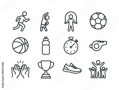 Family Fitness Icons. Family Fitness. Line icon set of Family Fi
