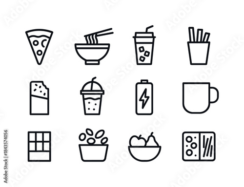 Coder Fuel Icons. Coder Fuel. Line icon set of Coder Fuel: pizza