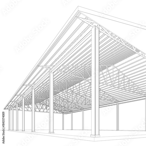 3D illustration of industrial project