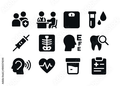 Healthcare Icon Set. Healthcare Routine. Solid icon set of Healt